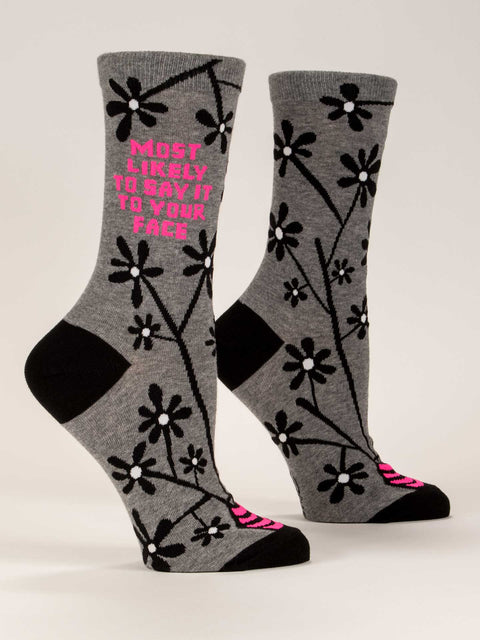 Blue Q - Most Likely To Say It To Your Face - Women’s Crew Socks