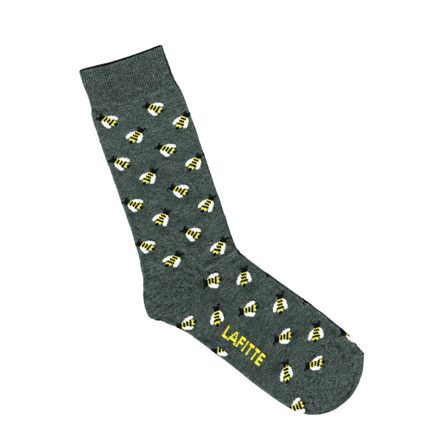 Lafitte Socks - Bees Charcoal Marle Women’s Socks AU 2-8, EU 35-39