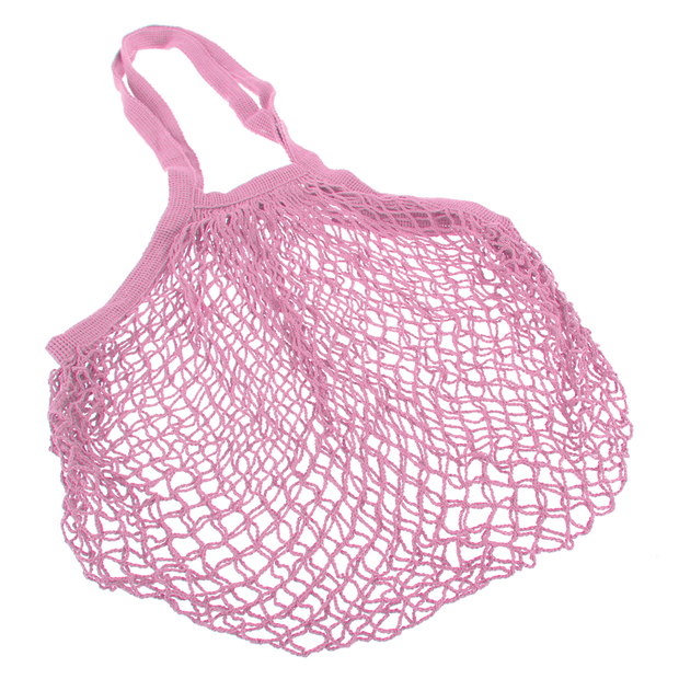 Sachi Cotton String Bag - Long Handle (Pastel Pink)