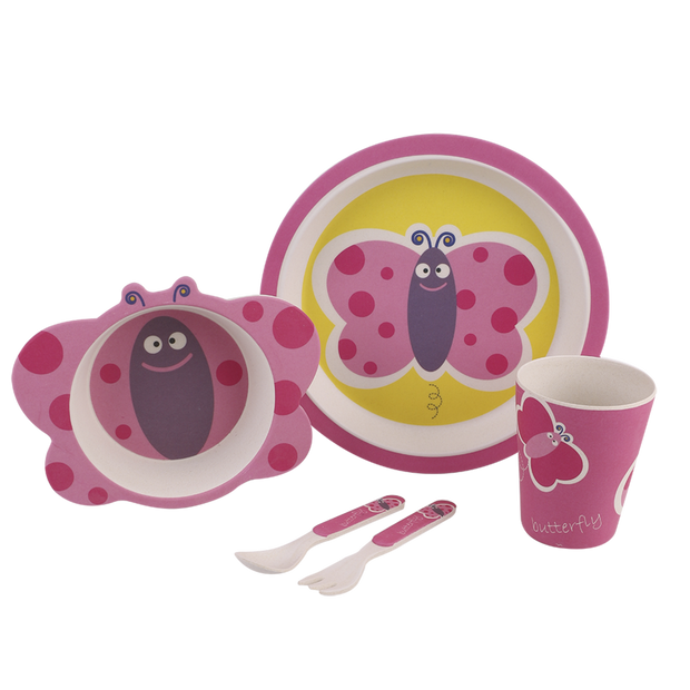 Bambeco - Bamboo 5 Piece Kids Meal Set - Butterfly