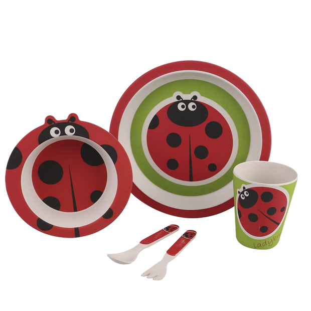 Bambeco - Bamboo 5 Piece Kids Meal Set - Ladybug