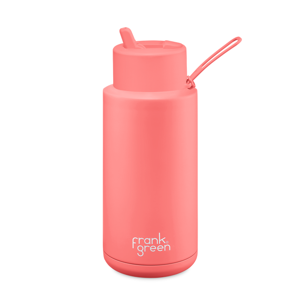 Frank Green - Reusable Ceramic Bottle With Straw Lid: Sweet Peach 34oz