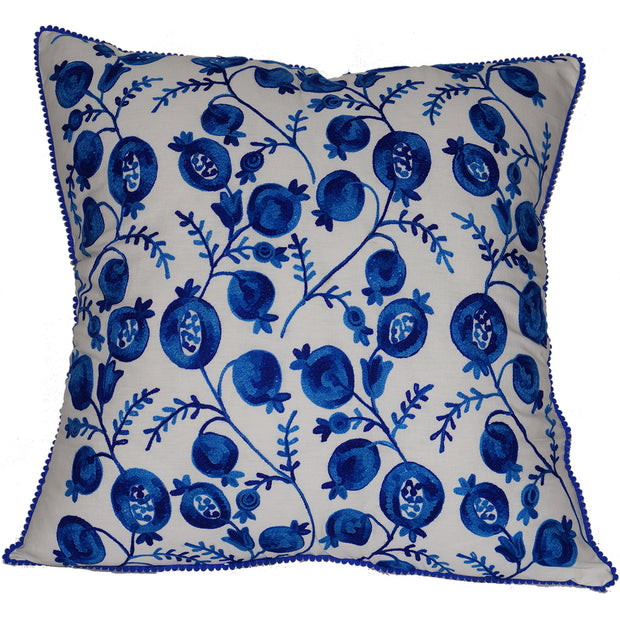 Ruby Star - Pomegranate Cushion - White/Blue Cotton/Linen 60x60cm