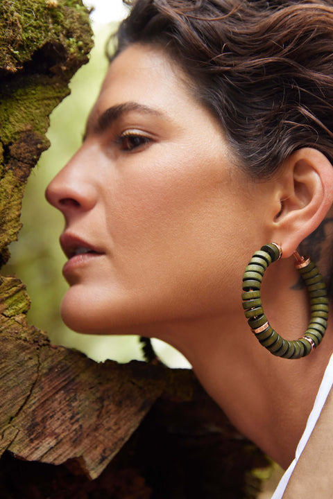 ELK - Nima Hoop Earring Dark Olive