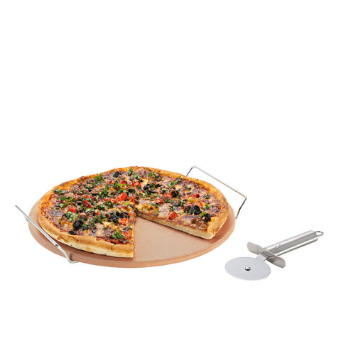 Avanti - Pizza Stone With Rack And Pizza Cutter