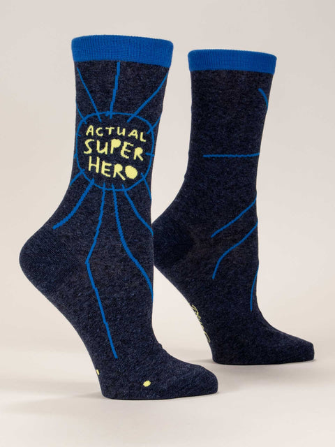 Blue Q - Actual Superhero Women's Crew Socks
