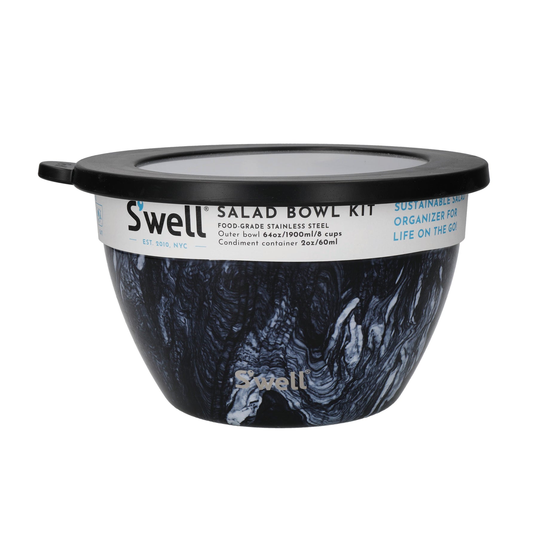  S'well Stainless Steel Salad Bowl Kit - 64oz, Azurite