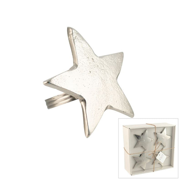 Pure Homewares -  Julian Star Napkin Ring Silver Set Of 4