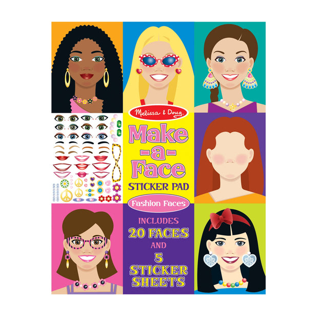 Melissa & Doug - Make-a-Face Sticker Pad - Fashion Faces