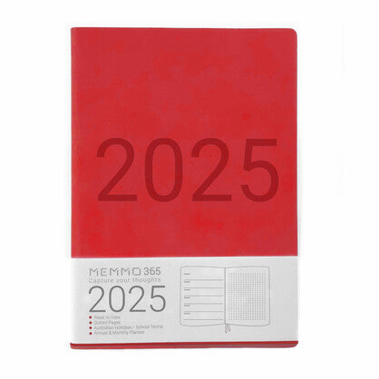 MEMMO365 Luxe Diary (week-to-view),  Red