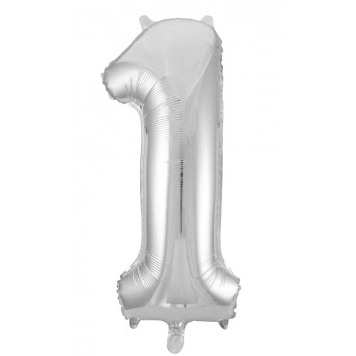 Click & Collect Only - 34inch Decrotex Foil Balloon Number Silver - #1