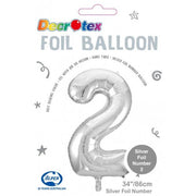 Click & Collect Only - 34inch Decrotex Foil Balloon Number Silver - #2