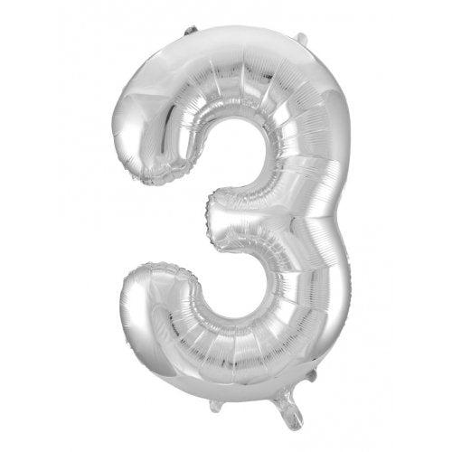 Click & Collect Only - 34inch Decrotex Foil Balloon Number Silver - #3