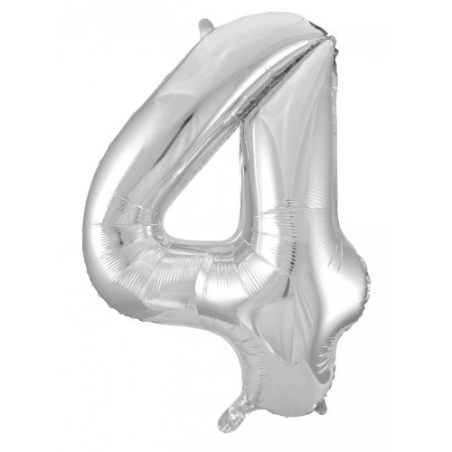 Click & Collect Only - 34inch Decrotex Foil Balloon Number Silver - #4