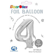 Click & Collect Only - 34inch Decrotex Foil Balloon Number Silver - #4