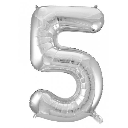 Click & Collect Only - 34inch Decrotex Foil Balloon Number Silver - #5