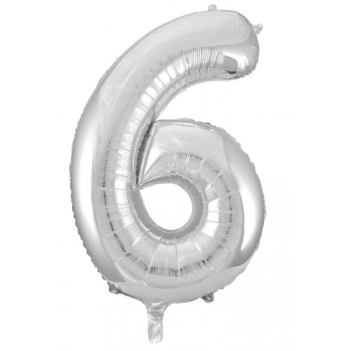 Click & Collect Only - 34inch Decrotex Foil Balloon Number Silver - #6