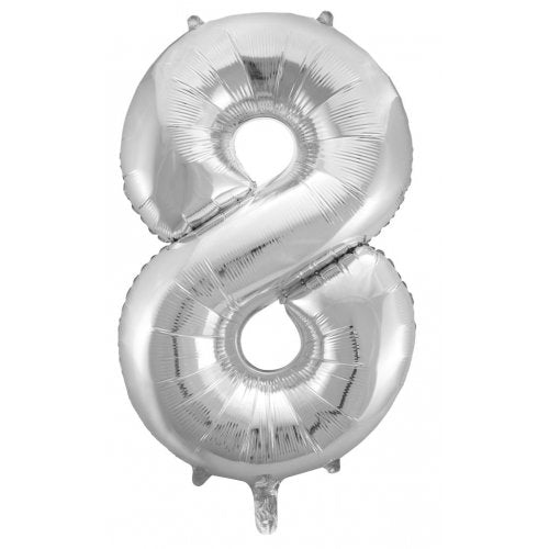 Click & Collect Only - 34inch Decrotex Foil Balloon Number Silver - #8