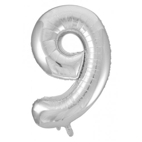 Click & Collect Only - 34inch Decrotex Foil Balloon Number Silver - #9