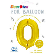 Click & Collect Only - 34inch Decrotex Foil Balloon Number Gold - #0