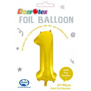Click & Collect Only - 34inch Decrotex Foil Balloon Number Gold - #1