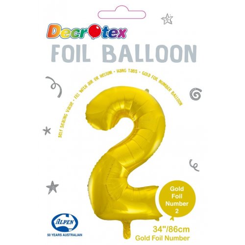 Click & Collect Only - 34inch Decrotex Foil Balloon Number Gold - #2