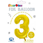 Click & Collect Only - 34inch Decrotex Foil Balloon Number Gold - #3