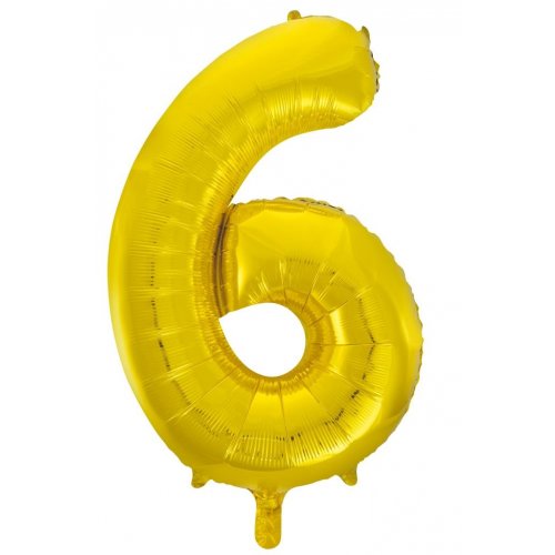 Click & Collect Only - 34inch Decrotex Foil Balloon Number Gold - #6