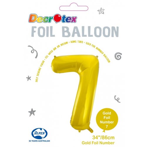 Click & Collect Only - 34inch Decrotex Foil Balloon Number Gold - #7