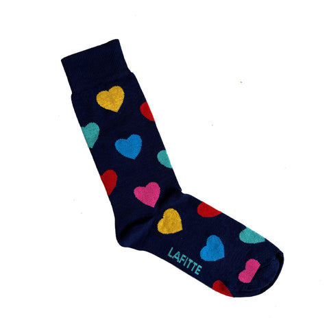 Lafitte Socks -  Hearts Navy Men’s Socks AU 6-11, EU 39-45