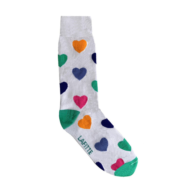 Lafitte - Hearts White Women's Socks AU 2-8, EU 39-45