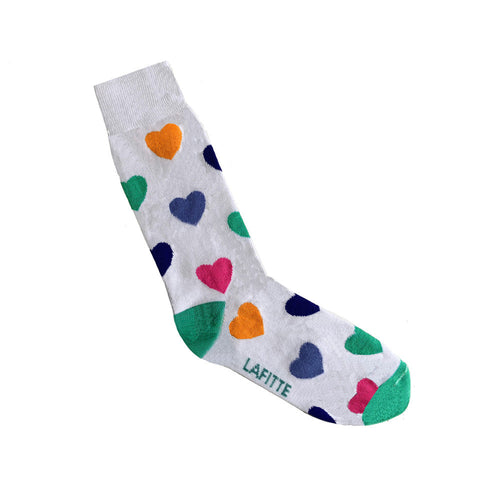 Lafitte Socks -  White Heart Women's Socks AU 2-8, EU 35-39