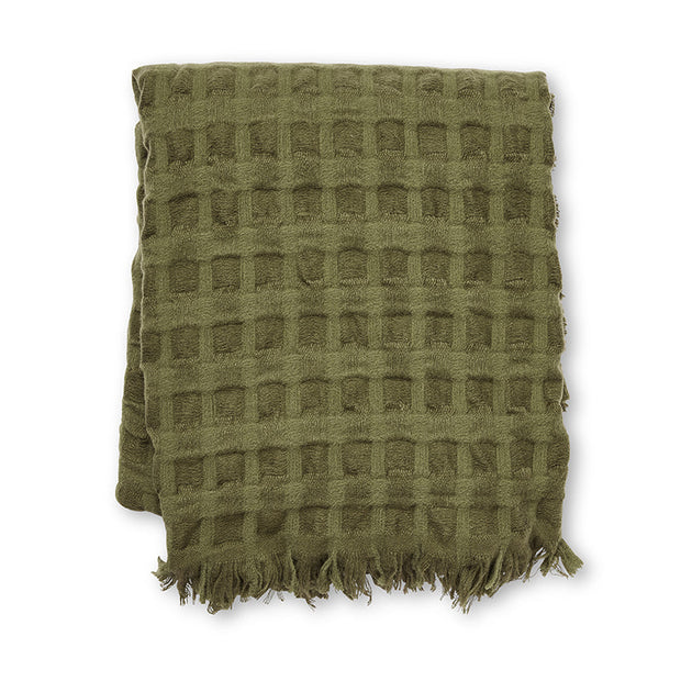 Madras Link - Blake Waffle Olive Throw 130x150cm