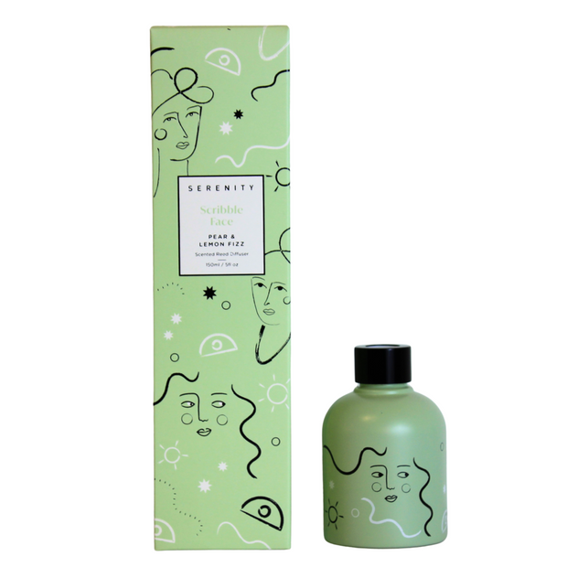 Serenity - Scribble Face 150ml Reed Diffuser - Pear & Lemon Fizz