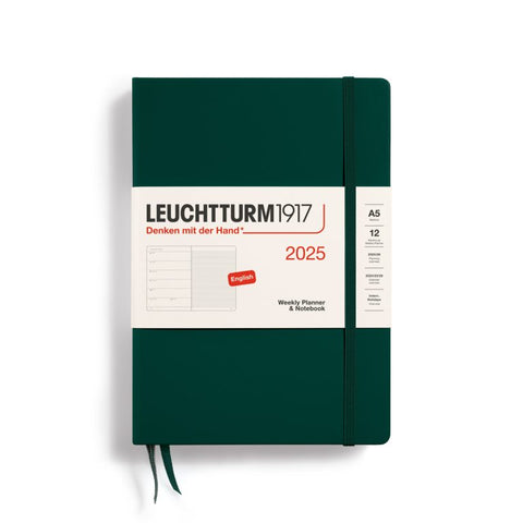 Leuchtturm1917 - Weekly Planner & Notebook 2025, Medium (A5) Hardcover, Forest Green