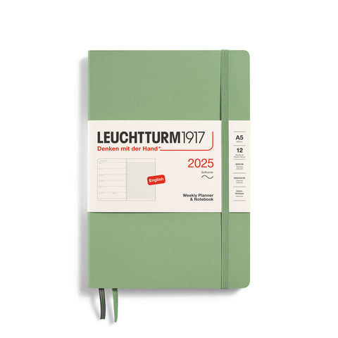 Leuchtturm1917 - Weekly Planner & Notebook 2025, Medium (A5) Softcover, Sage