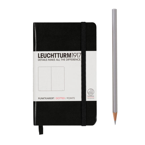 Leuchttrum - Notebook Pocket (A6) Hardcover, 185 Numbered Pages, Dotted, Black