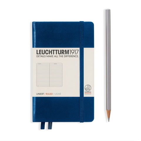 Leuchttrum - Notebook Pocket (A6) Hardcover, 185 Numbered Pages, Ruled, Navy