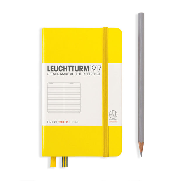 Leuchttrum - Notebook Pocket (A6) Hardcover, 185 Numbered Pages, Ruled, Lemon