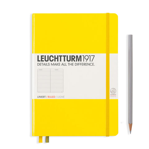 Leuchttrum - Notebook Medium (A5) Hardcover, 249 Numbered Pages, Ruled, Lemon