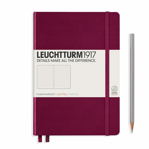 Leuchttrum - Notebook Medium (A5) Ruled, Hardcover, 251 Numbered Pages, Port Red