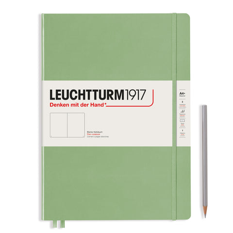 Leuchttrum - Notebook Master Slim (A4+) Hardcover, 121 Numbered Pages, Ruled, Sage