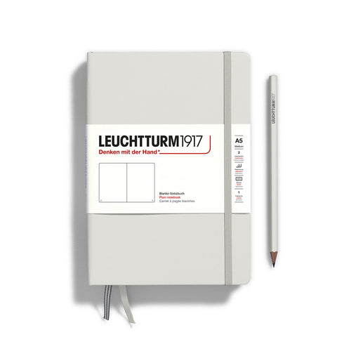 Leuchttrum - Notebook Hardcover Medium (A5), 251 pages, Plain, Light Grey