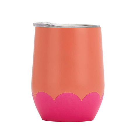 Annabel Trends - Wine Tumbler - Double Walled - Wave Orange & Hot Pink