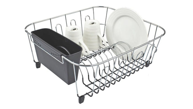 DLine Small Chrome Dish Rack with Caddy