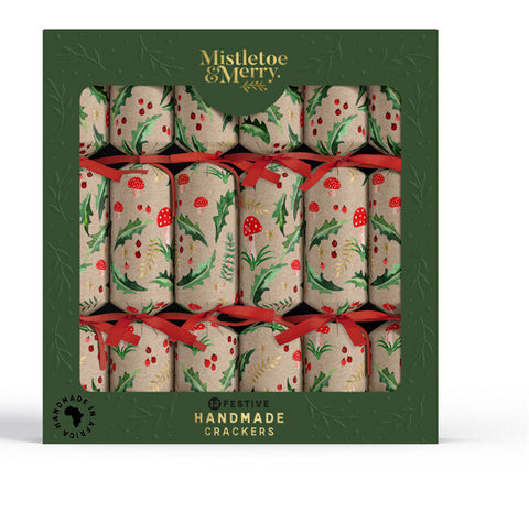 Mistletoe & Merry Festive 12s: Kraft Toadstools Christmas Crackers