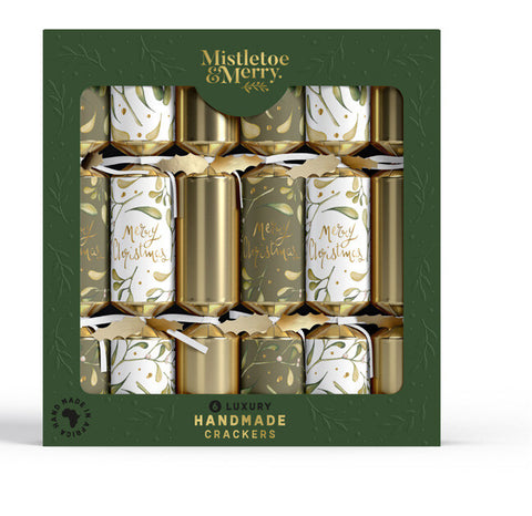 Mistletoe & Merry Luxury: Gold Sage Mistletoe Christmas Crackers