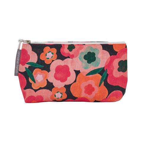 Annabel Trends - Linen Cosmetic Bag - Small - Midnight Blooms