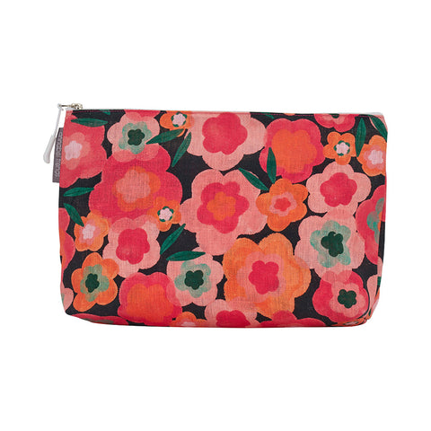 Annabel Trends - Linen Cosmetic Bag - Large - Midnight Blooms