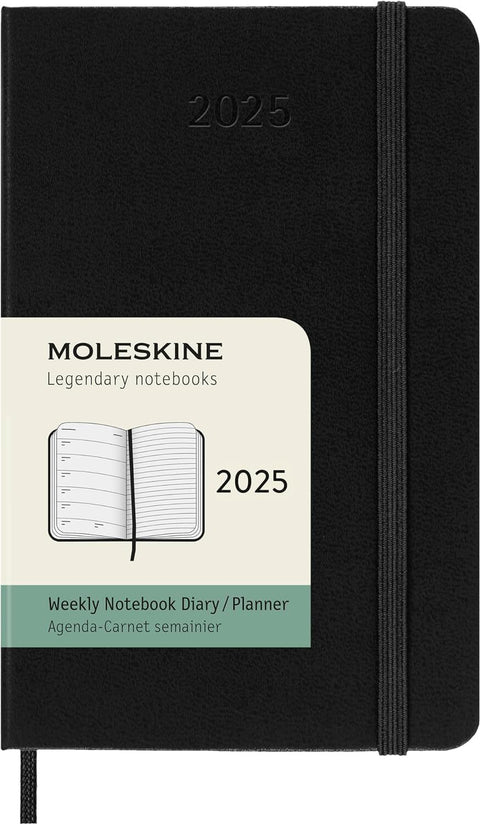 Moleskine - 2025 - 12 Month Weekly Hard Cover Diary - Pocket - Black